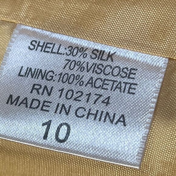 Flores & Flores Vintage Cream/Gold Viscose/Silk Blend Open Front Jacket Sz 10 - Picture 6 of 7